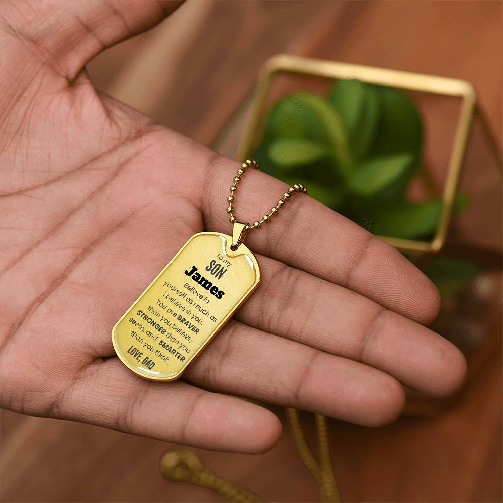 Personalized To My Son Dog Tag Necklace, from Mom or Dad, Son Birthday Gift, Graduation Son Gift Ideas, Son Xmas Gift