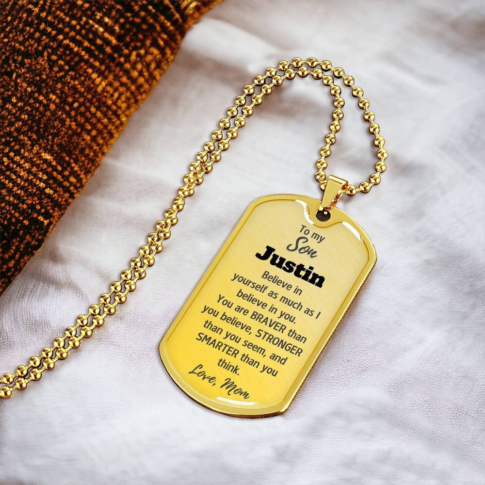Personalized To My Son Dog Tag Necklace from Mom or Dad, Personalized Necklace for Son, Son Birthday Gift, Graduation Son Gift Ideas, Son Xmas Gift