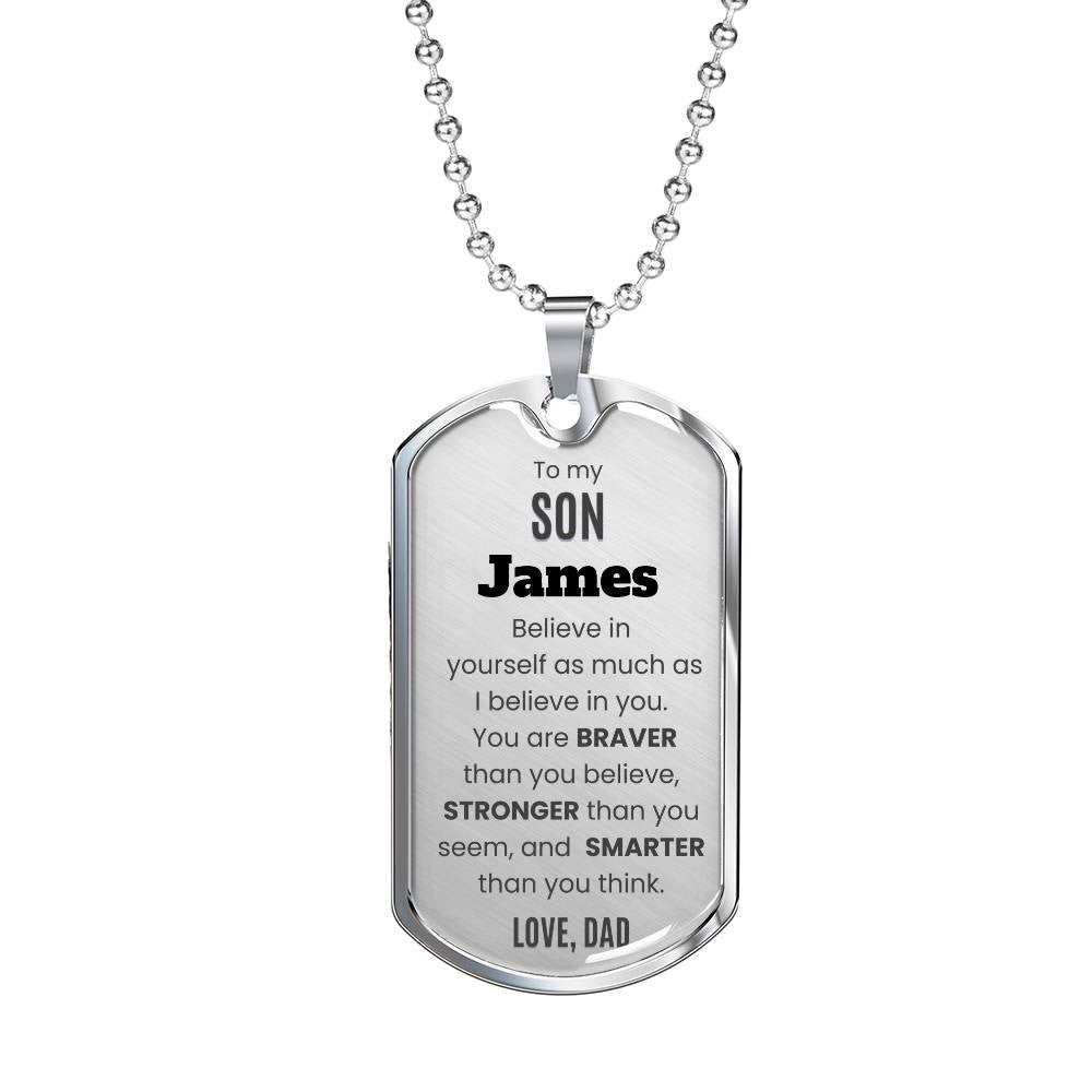 Personalized To My Son Dog Tag Necklace, from Mom or Dad, Son Birthday Gift, Graduation Son Gift Ideas, Son Xmas Gift