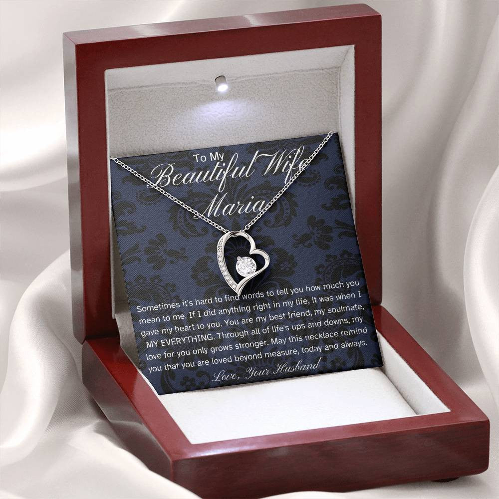 Personalized Luxury Husband to Wife Gift | Forever Love Necklace with Sentimental Message Card