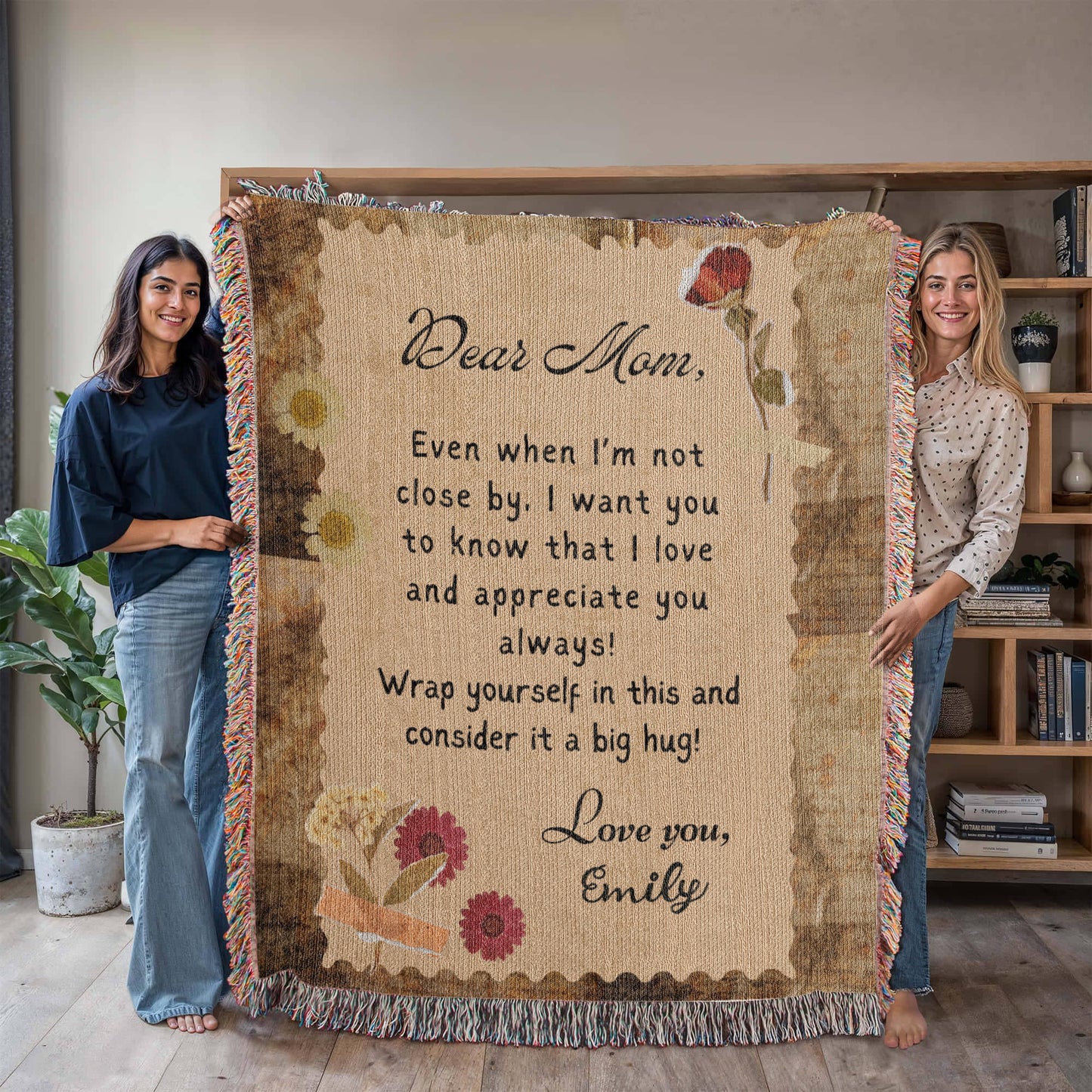 Personalized To My Mom Heirloom Woven Blanket Gift For Mother's Day, Birthday, Mommy Gift from Daughter and Son, Custom Mom Letter Blanket