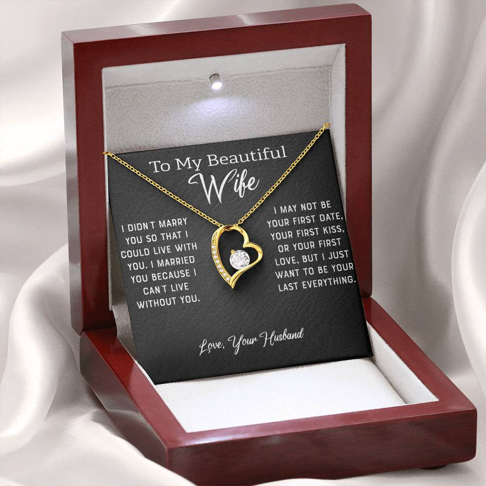 To My Beautiful Wife | Gold Forever Love Necklace + Luxury Box