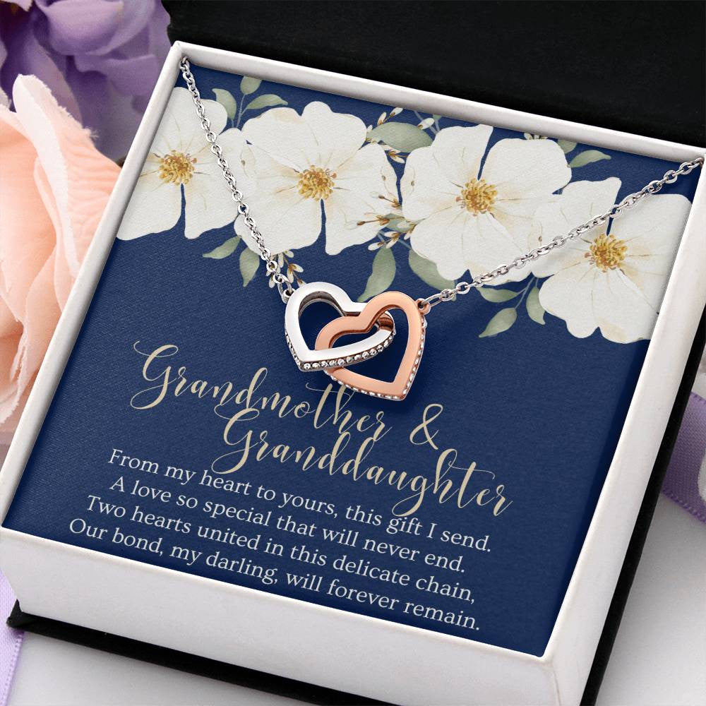 Granddaughter Gift Necklace | Interlocking Hearts Necklace (Yellow & White Gold Variants)