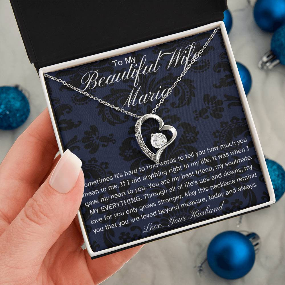 Personalized Luxury Husband to Wife Gift | Forever Love Necklace with Sentimental Message Card