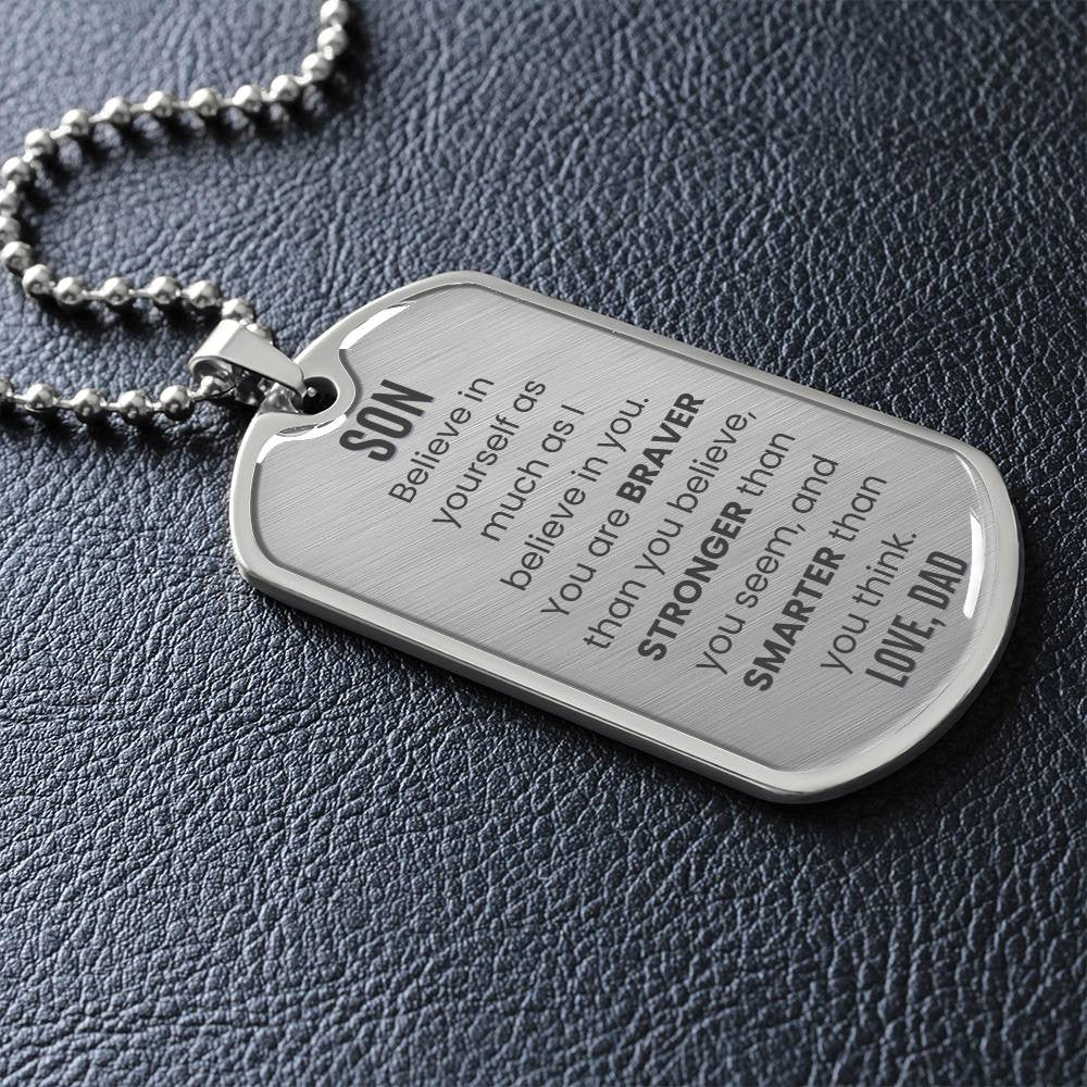 To My Son Dog Tag Necklace from Mom or Dad, Necklace for Son, Son Birthday Gift, Graduation Son Gift Ideas, Son Xmas Gift