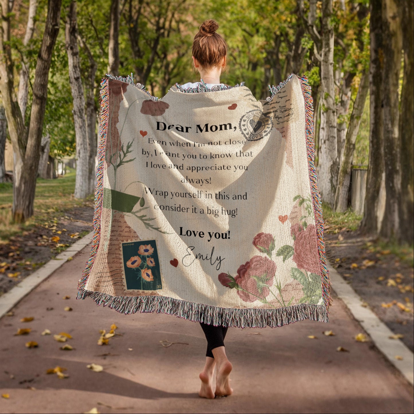 Personalized To My Mom Heirloom Woven Blanket Gift For Mother's Day, Birthday, Mommy Gift from Daughter and Son, Custom Mom Letter Blanket
