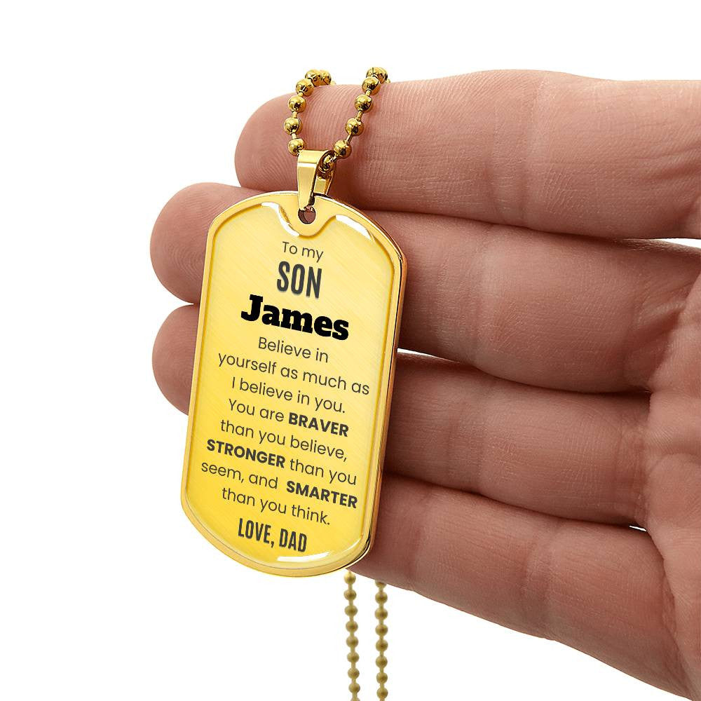 Personalized To My Son Dog Tag Necklace, from Mom or Dad, Son Birthday Gift, Graduation Son Gift Ideas, Son Xmas Gift