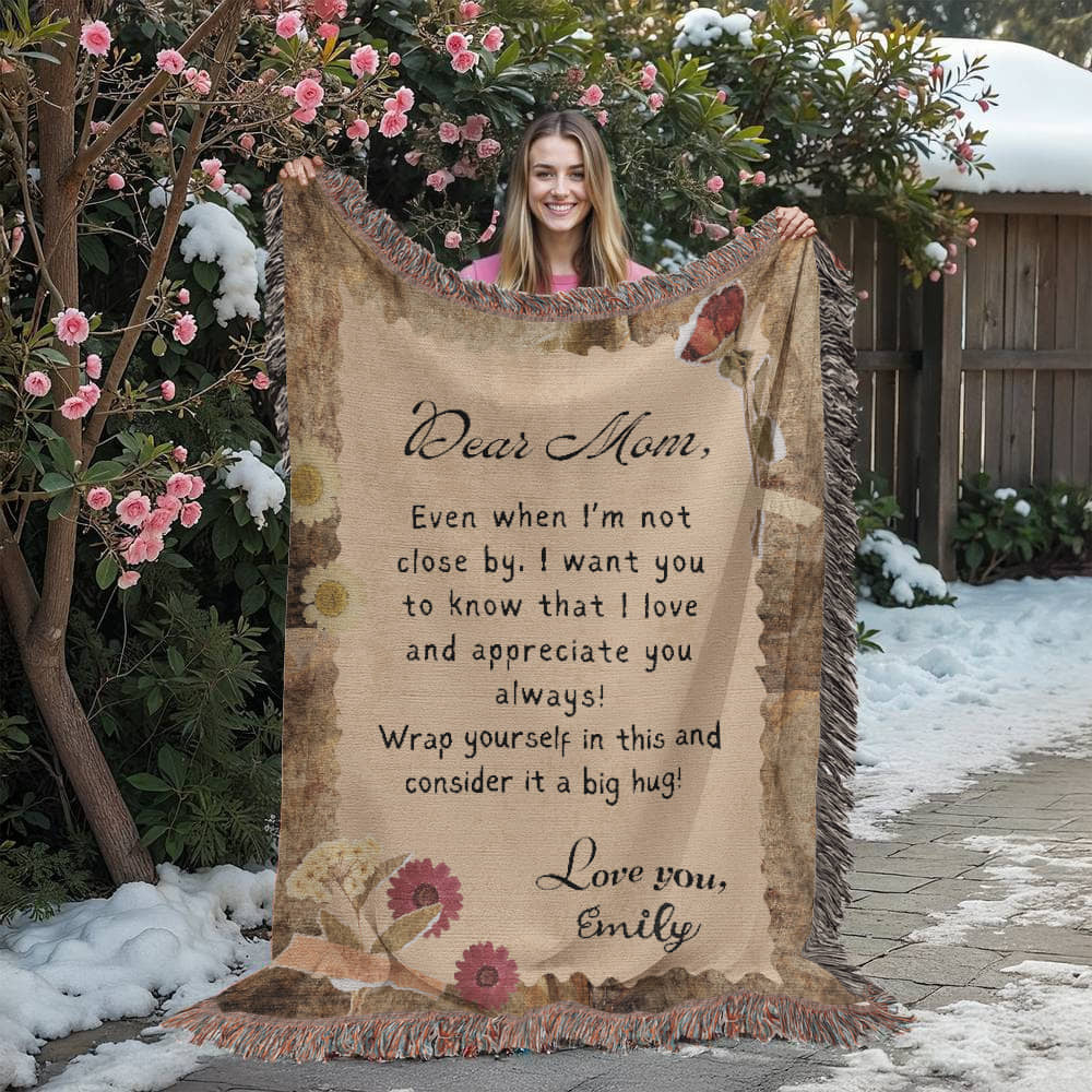 Personalized To My Mom Heirloom Woven Blanket Gift For Mother's Day, Birthday, Mommy Gift from Daughter and Son, Custom Mom Letter Blanket