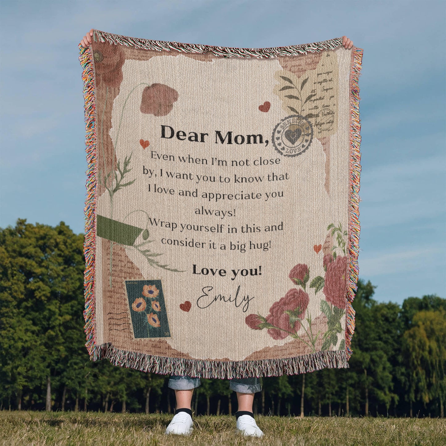 Personalized To My Mom Heirloom Woven Blanket Gift For Mother's Day, Birthday, Mommy Gift from Daughter and Son, Custom Mom Letter Blanket