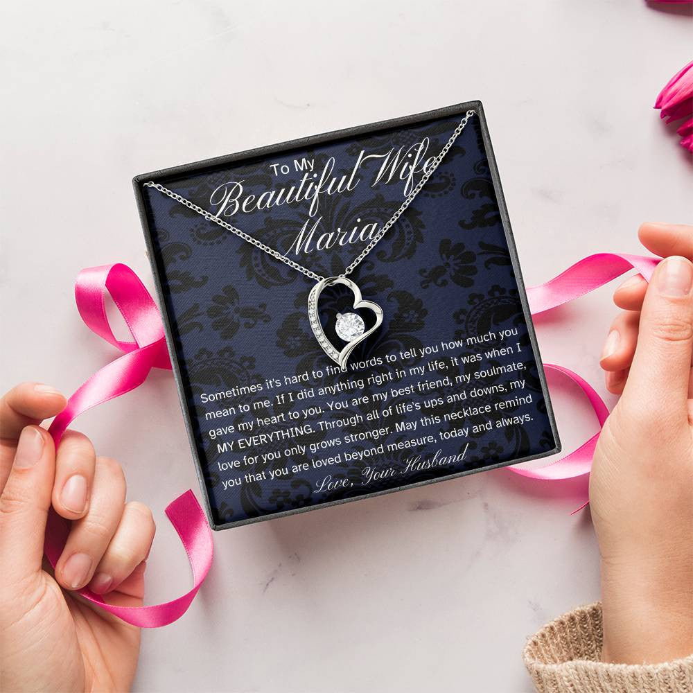 Personalized Luxury Husband to Wife Gift | Forever Love Necklace with Sentimental Message Card