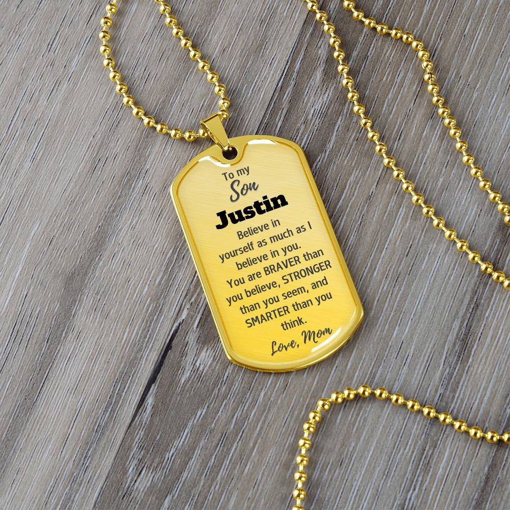 Personalized To My Son Dog Tag Necklace from Mom or Dad, Personalized Necklace for Son, Son Birthday Gift, Graduation Son Gift Ideas, Son Xmas Gift