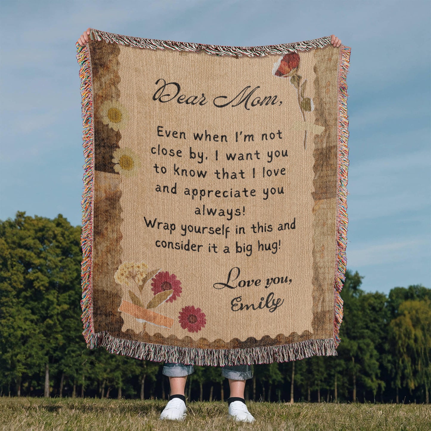 Personalized To My Mom Heirloom Woven Blanket Gift For Mother's Day, Birthday, Mommy Gift from Daughter and Son, Custom Mom Letter Blanket