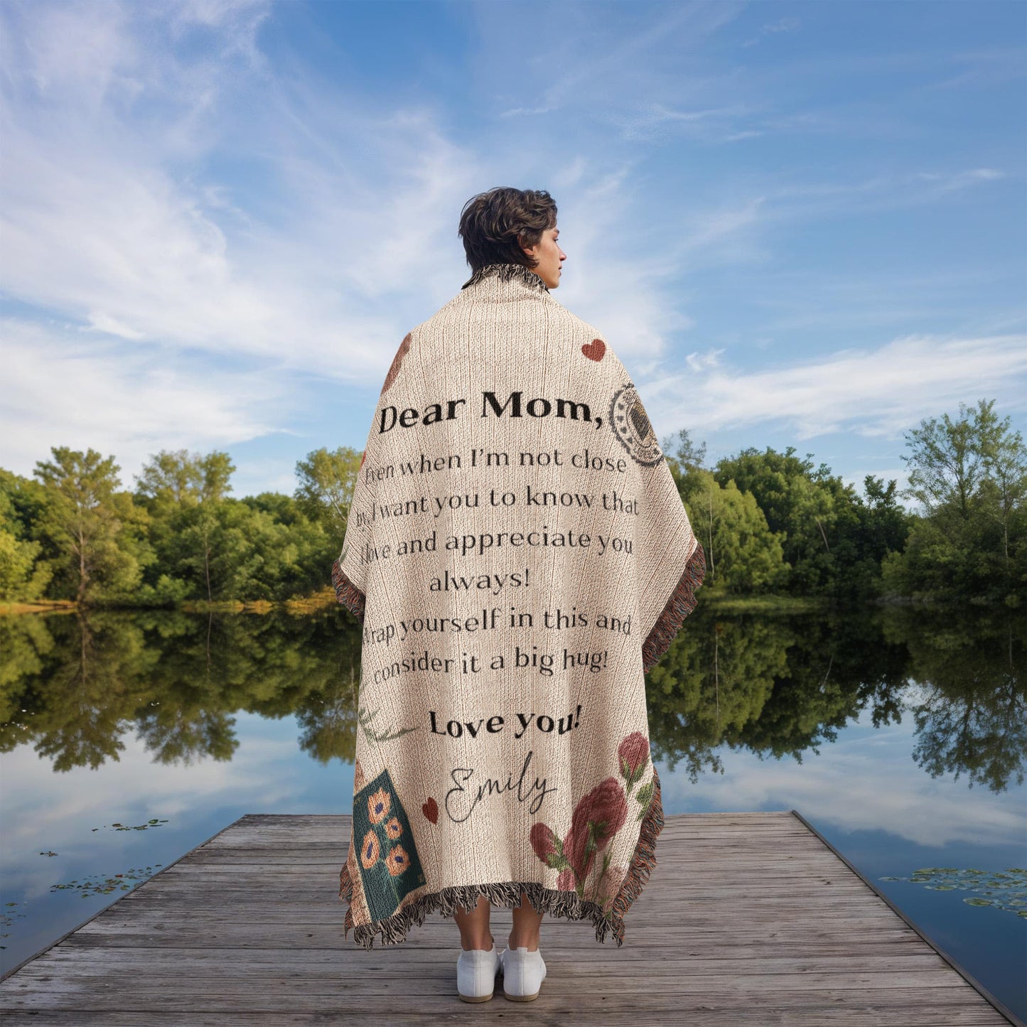 Personalized To My Mom Heirloom Woven Blanket Gift For Mother's Day, Birthday, Mommy Gift from Daughter and Son, Custom Mom Letter Blanket