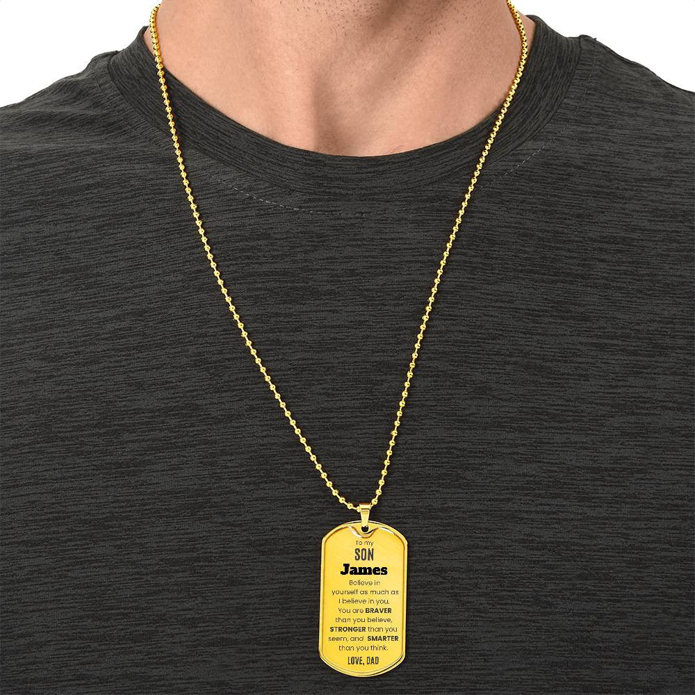 Personalized To My Son Dog Tag Necklace, from Mom or Dad, Son Birthday Gift, Graduation Son Gift Ideas, Son Xmas Gift