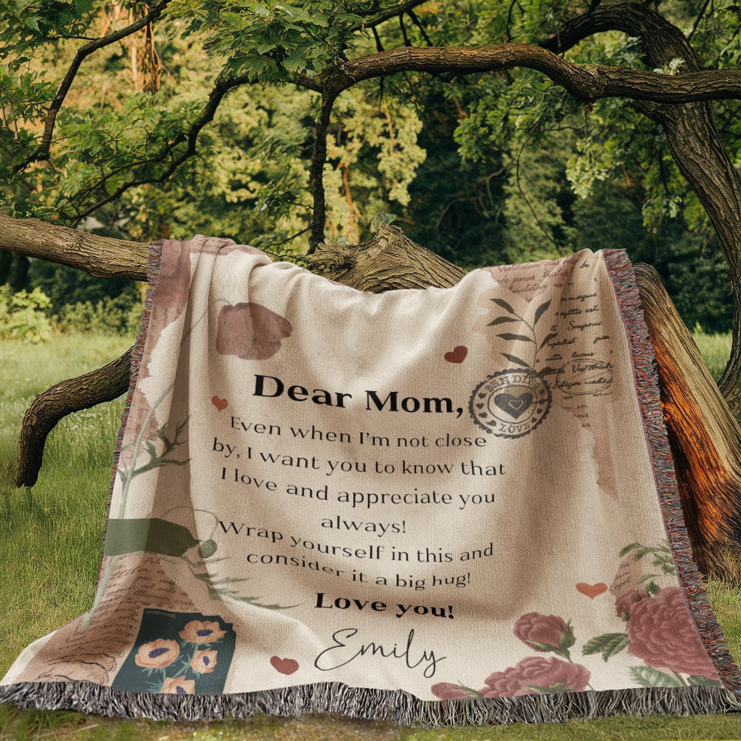 Personalized To My Mom Heirloom Woven Blanket Gift For Mother's Day, Birthday, Mommy Gift from Daughter and Son, Custom Mom Letter Blanket