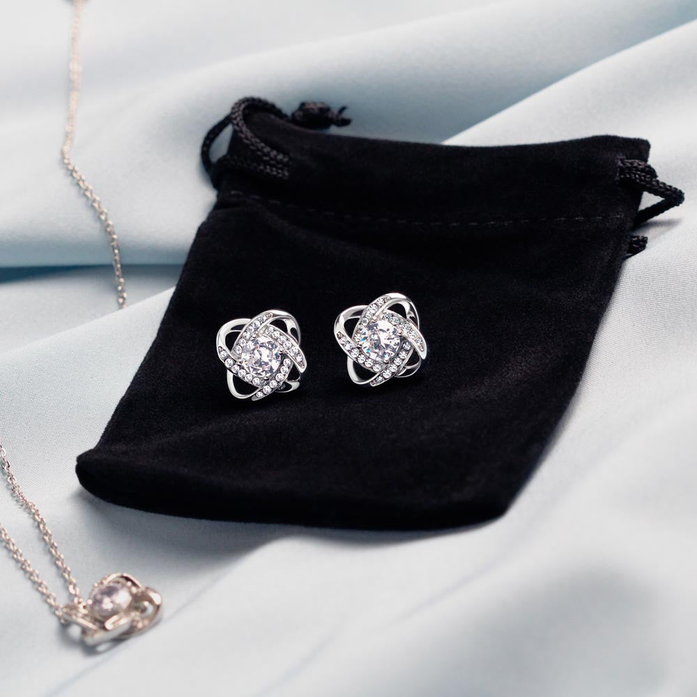 "To My Wife" Love Knot Necklace & Earring Gift Set – Heartfelt Message Card for Her