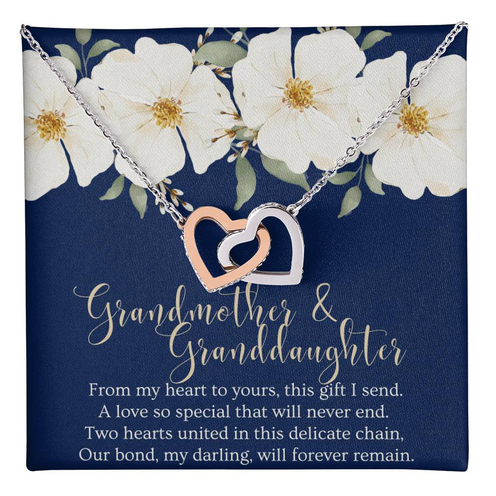 Granddaughter Gift Necklace | Interlocking Hearts Necklace (Yellow & White Gold Variants)