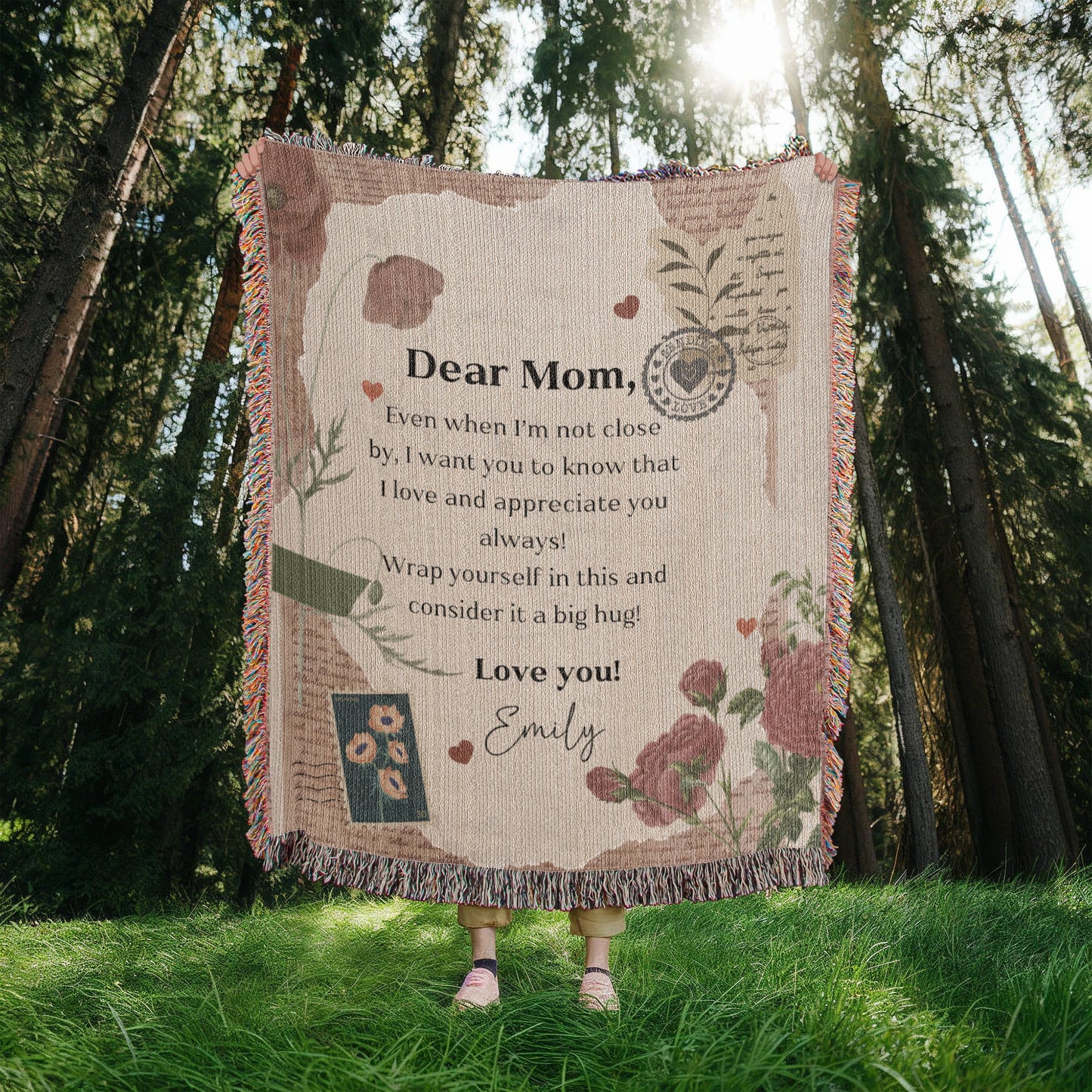 Personalized To My Mom Heirloom Woven Blanket Gift For Mother's Day, Birthday, Mommy Gift from Daughter and Son, Custom Mom Letter Blanket