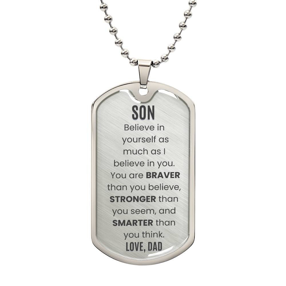 To My Son Dog Tag Necklace from Mom or Dad, Necklace for Son, Son Birthday Gift, Graduation Son Gift Ideas, Son Xmas Gift