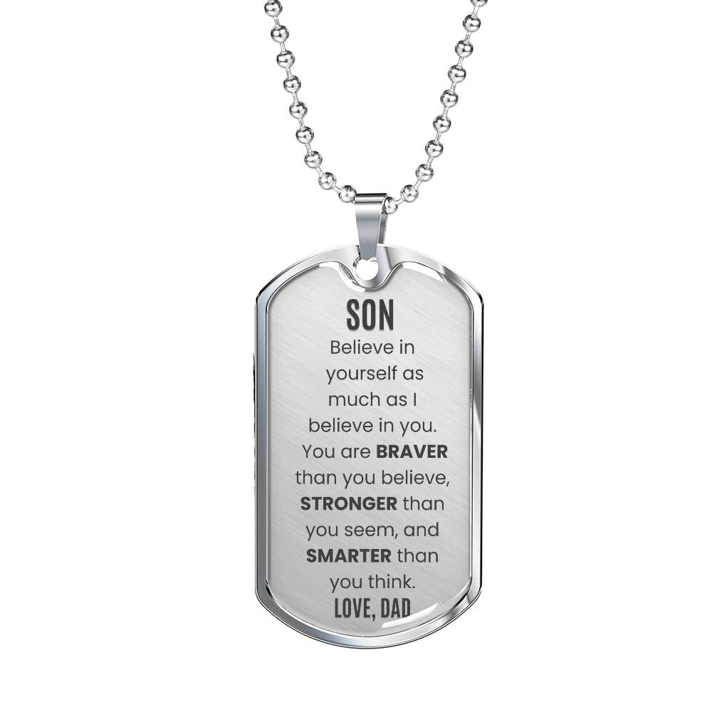 To My Son Dog Tag Necklace from Mom or Dad, Necklace for Son, Son Birthday Gift, Graduation Son Gift Ideas, Son Xmas Gift