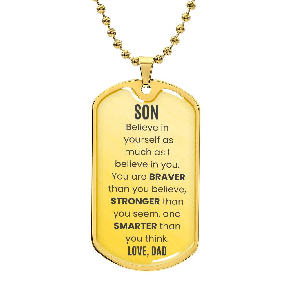 To My Son Dog Tag Necklace from Mom or Dad, Necklace for Son, Son Birthday Gift, Graduation Son Gift Ideas, Son Xmas Gift