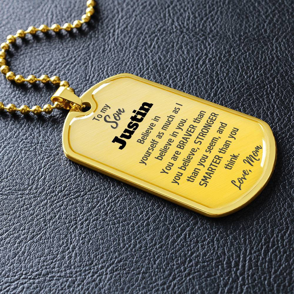 Personalized To My Son Dog Tag Necklace from Mom or Dad, Personalized Necklace for Son, Son Birthday Gift, Graduation Son Gift Ideas, Son Xmas Gift