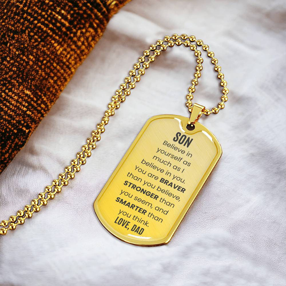 To My Son Dog Tag Necklace from Mom or Dad, Necklace for Son, Son Birthday Gift, Graduation Son Gift Ideas, Son Xmas Gift