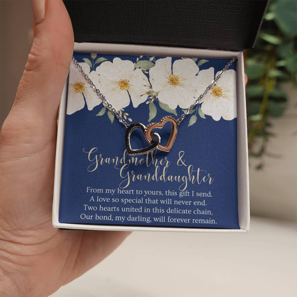 Granddaughter Gift Necklace | Interlocking Hearts Necklace (Yellow & White Gold Variants)