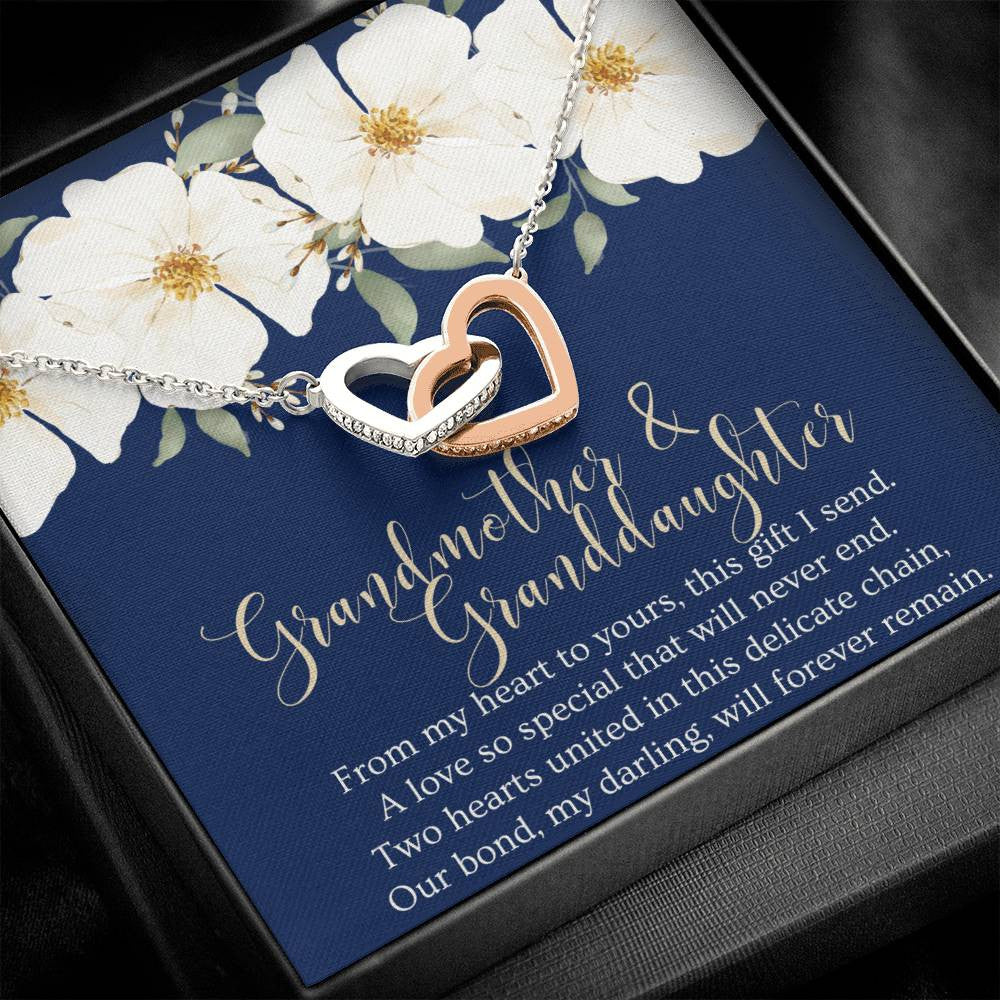 Granddaughter Gift Necklace | Interlocking Hearts Necklace (Yellow & White Gold Variants)