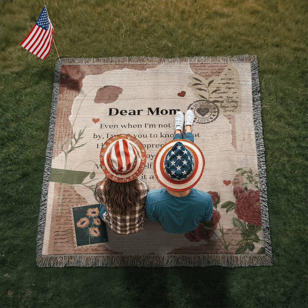 Personalized To My Mom Heirloom Woven Blanket Gift For Mother's Day, Birthday, Mommy Gift from Daughter and Son, Custom Mom Letter Blanket