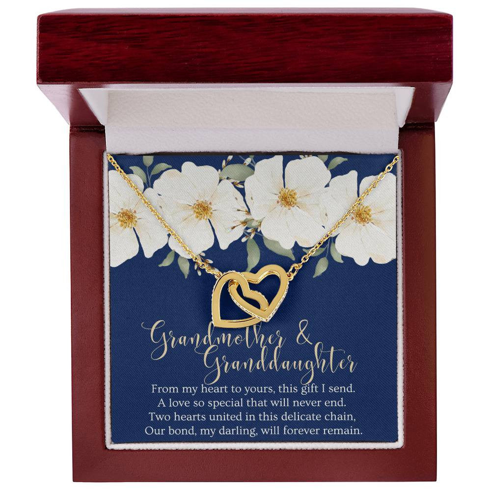 Granddaughter Gift Necklace | Interlocking Hearts Necklace (Yellow & White Gold Variants)