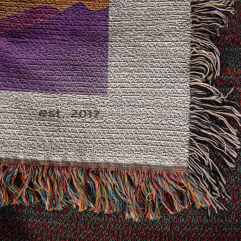 Personalized Adventure Couple Blanket, Anniversary Gift, Custom RV Camping Throw, Names Tapestry, Nature Lover Gift Woven Blanket