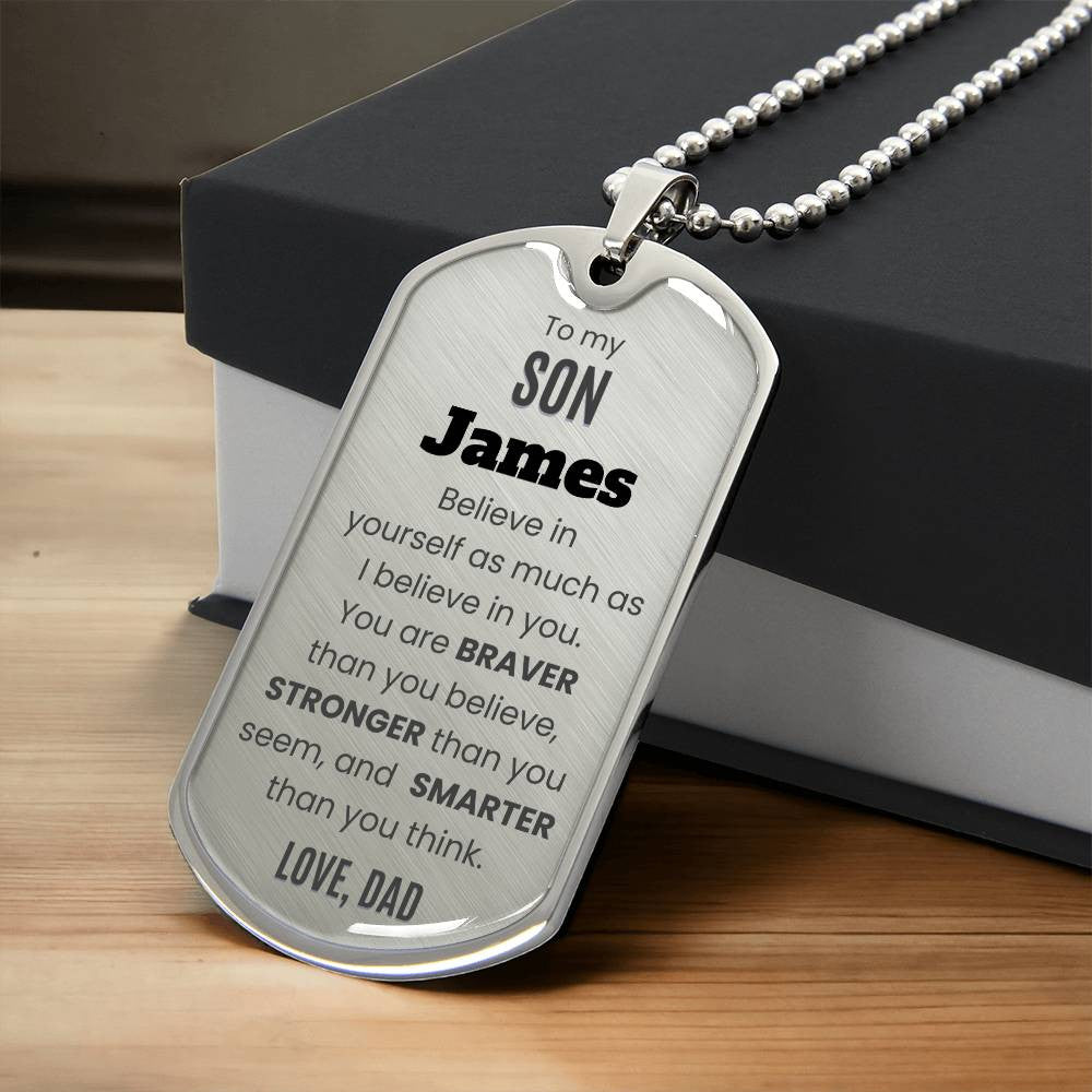 Personalized To My Son Dog Tag Necklace, from Mom or Dad, Son Birthday Gift, Graduation Son Gift Ideas, Son Xmas Gift