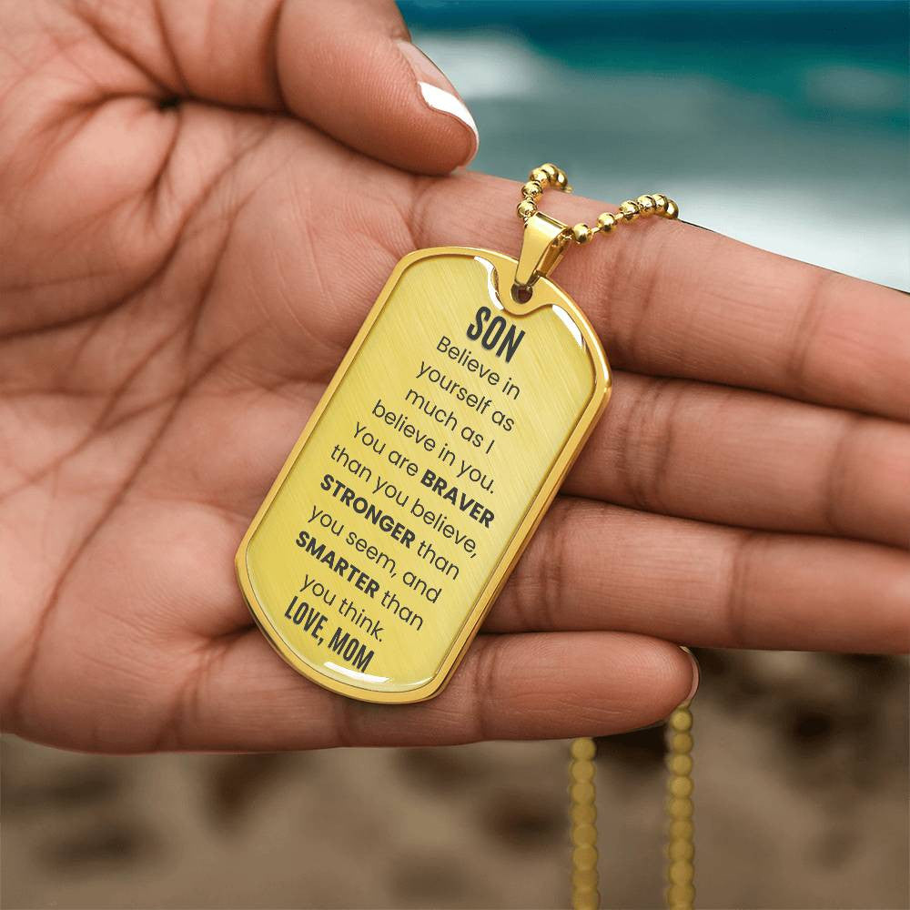 To My Son Dog Tag Necklace from Mom or Dad, Necklace for Son, Son Birthday Gift, Graduation Son Gift Ideas, Son Xmas Gift