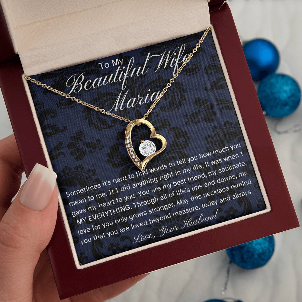 Personalized Luxury Husband to Wife Gift | Forever Love Necklace with Sentimental Message Card