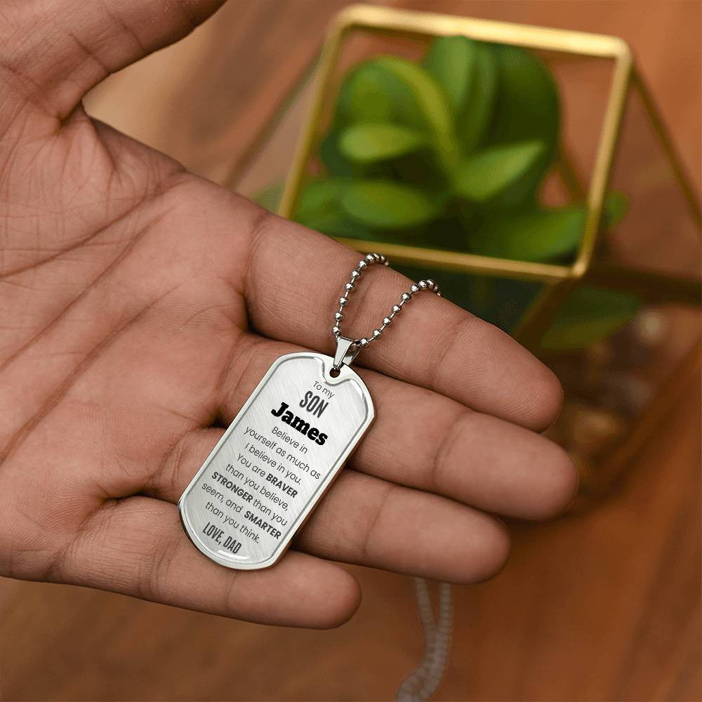 Personalized To My Son Dog Tag Necklace, from Mom or Dad, Son Birthday Gift, Graduation Son Gift Ideas, Son Xmas Gift