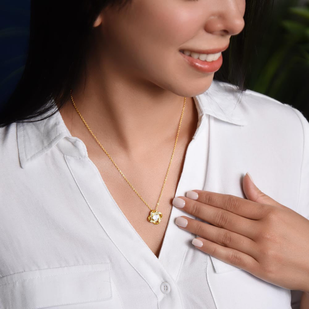 To my Daughter | Love Knot Necklace (Yellow & White Gold Variants)