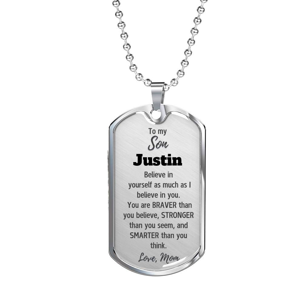 Personalized To My Son Dog Tag Necklace from Mom or Dad, Personalized Necklace for Son, Son Birthday Gift, Graduation Son Gift Ideas, Son Xmas Gift
