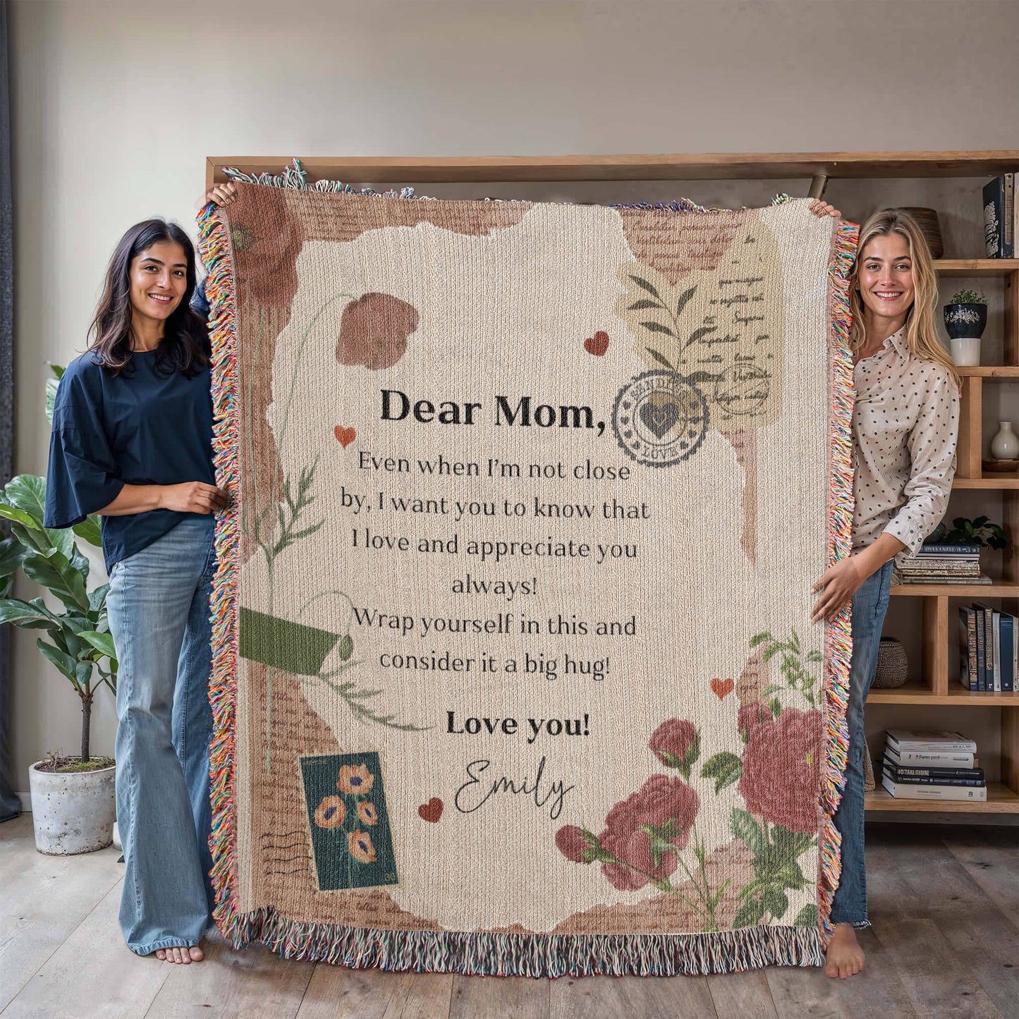Personalized To My Mom Heirloom Woven Blanket Gift For Mother's Day, Birthday, Mommy Gift from Daughter and Son, Custom Mom Letter Blanket