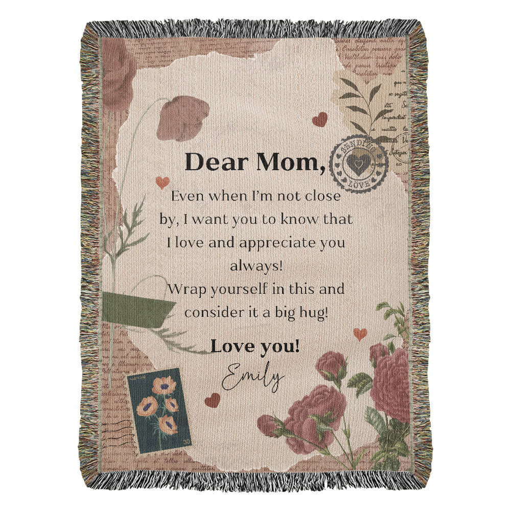 Personalized To My Mom Heirloom Woven Blanket Gift For Mother's Day, Birthday, Mommy Gift from Daughter and Son, Custom Mom Letter Blanket
