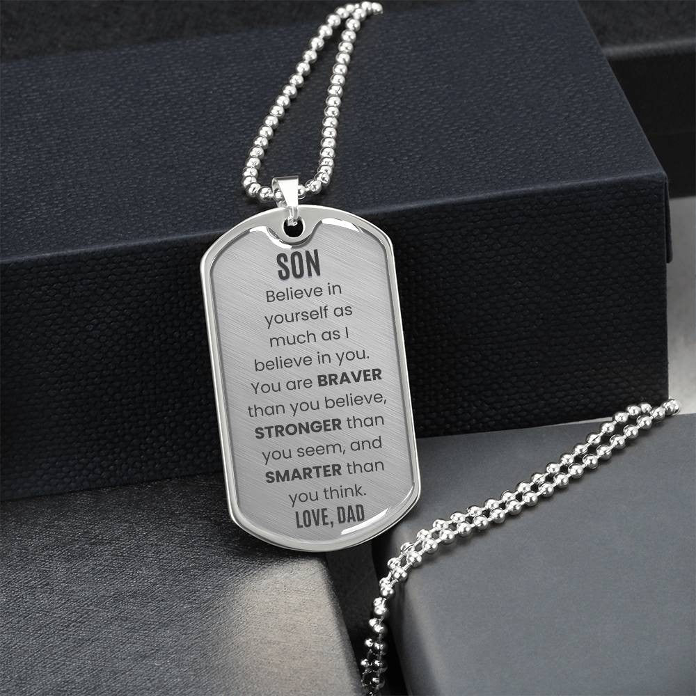 To My Son Dog Tag Necklace from Mom or Dad, Necklace for Son, Son Birthday Gift, Graduation Son Gift Ideas, Son Xmas Gift