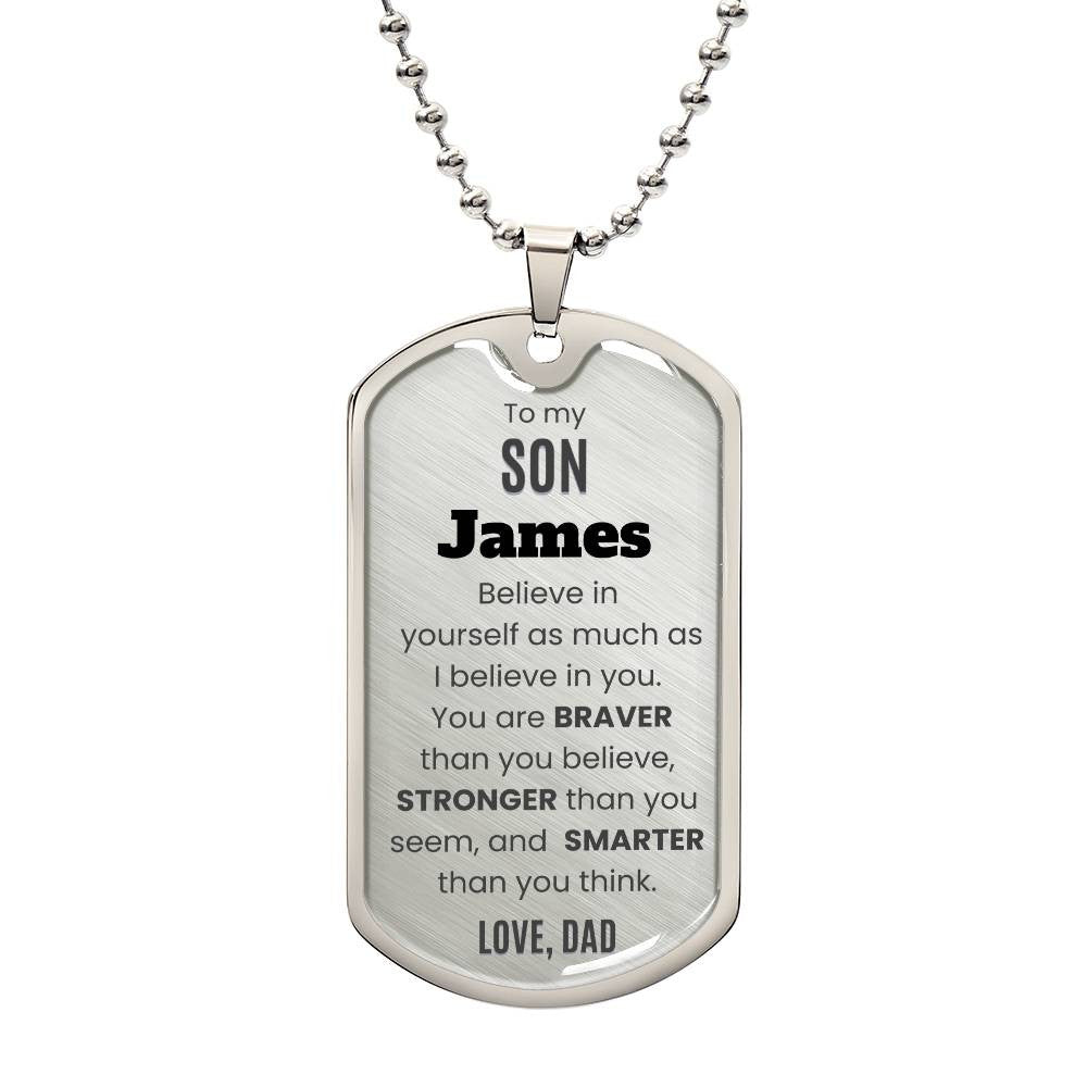 Personalized To My Son Dog Tag Necklace, from Mom or Dad, Son Birthday Gift, Graduation Son Gift Ideas, Son Xmas Gift