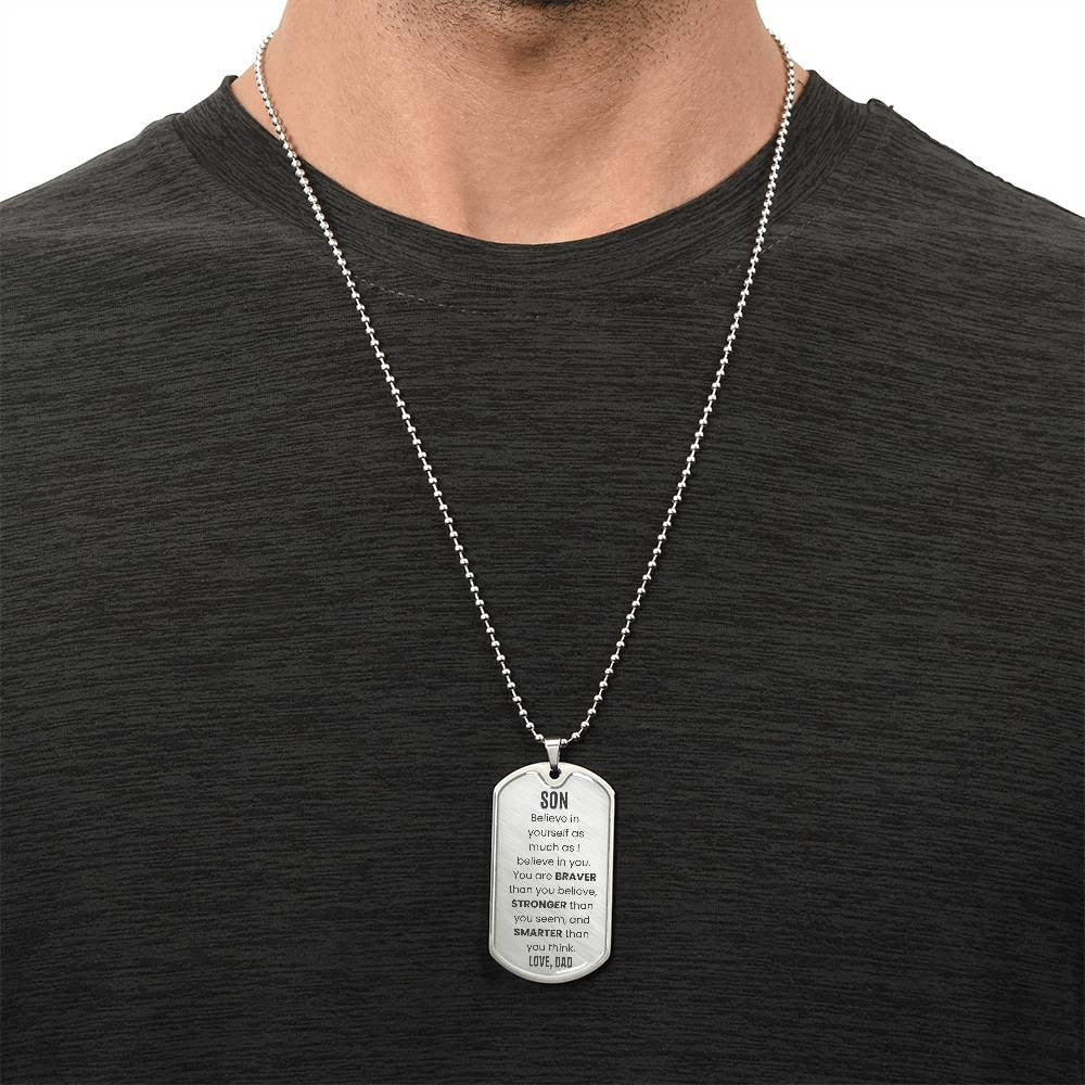 To My Son Dog Tag Necklace from Mom or Dad, Necklace for Son, Son Birthday Gift, Graduation Son Gift Ideas, Son Xmas Gift