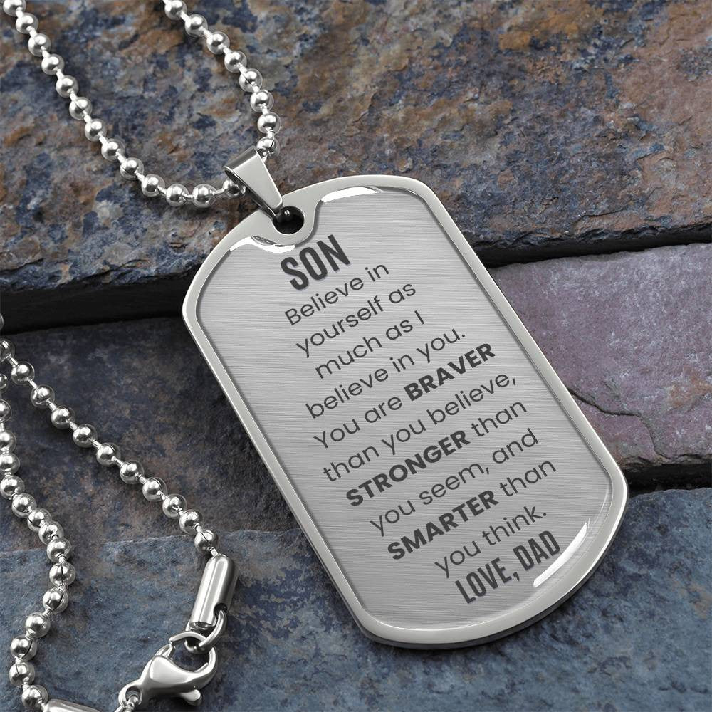 To My Son Dog Tag Necklace from Mom or Dad, Necklace for Son, Son Birthday Gift, Graduation Son Gift Ideas, Son Xmas Gift