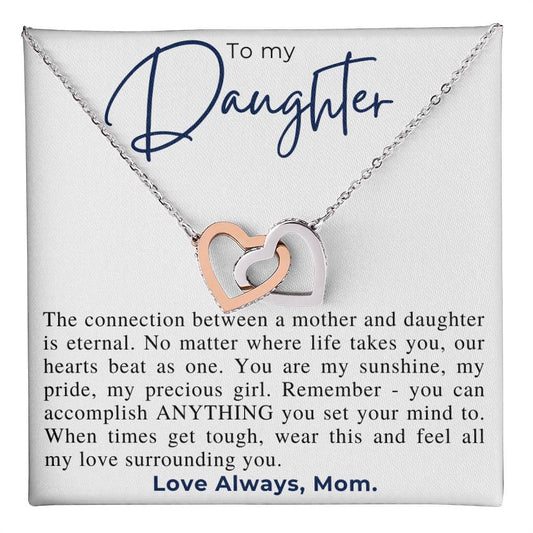 Perfect Gift for Daughter from Mom | Interlocking Hearts Necklace (Yellow & White Gold Variants)