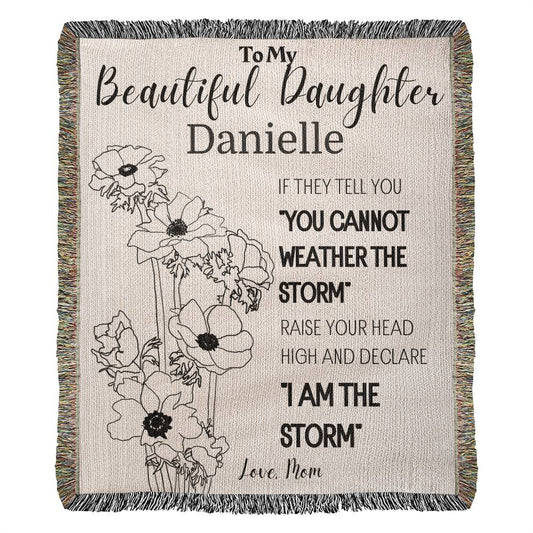 Personalized To My Beautiful Daughter Blanket From Dad, Mom, Birth flower Daughter Gift Woven Blanket Inspirational Daughter Blanket