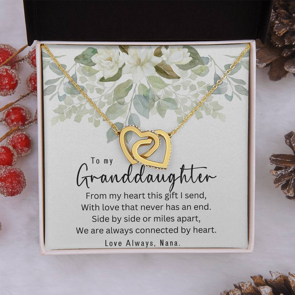 Granddaughter Gift Necklace | Interlocking Hearts Necklace (Yellow & White Gold Variants)