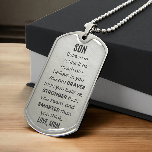 To My Son Dog Tag Necklace from Mom or Dad, Necklace for Son, Son Birthday Gift, Graduation Son Gift Ideas, Son Xmas Gift