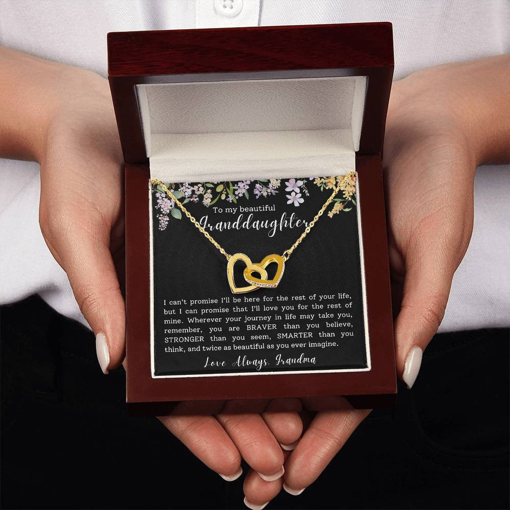 Granddaughter Gift Necklace | Interlocking Hearts Necklace (Yellow & White Gold Variants)