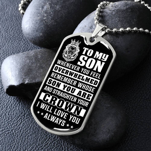 To My Son Dog Tag Necklace, Mom or Dad To Son Necklace, Necklace for Son, Son Birthday Gift, Graduation Son Gift Ideas, Son Xmas Gift